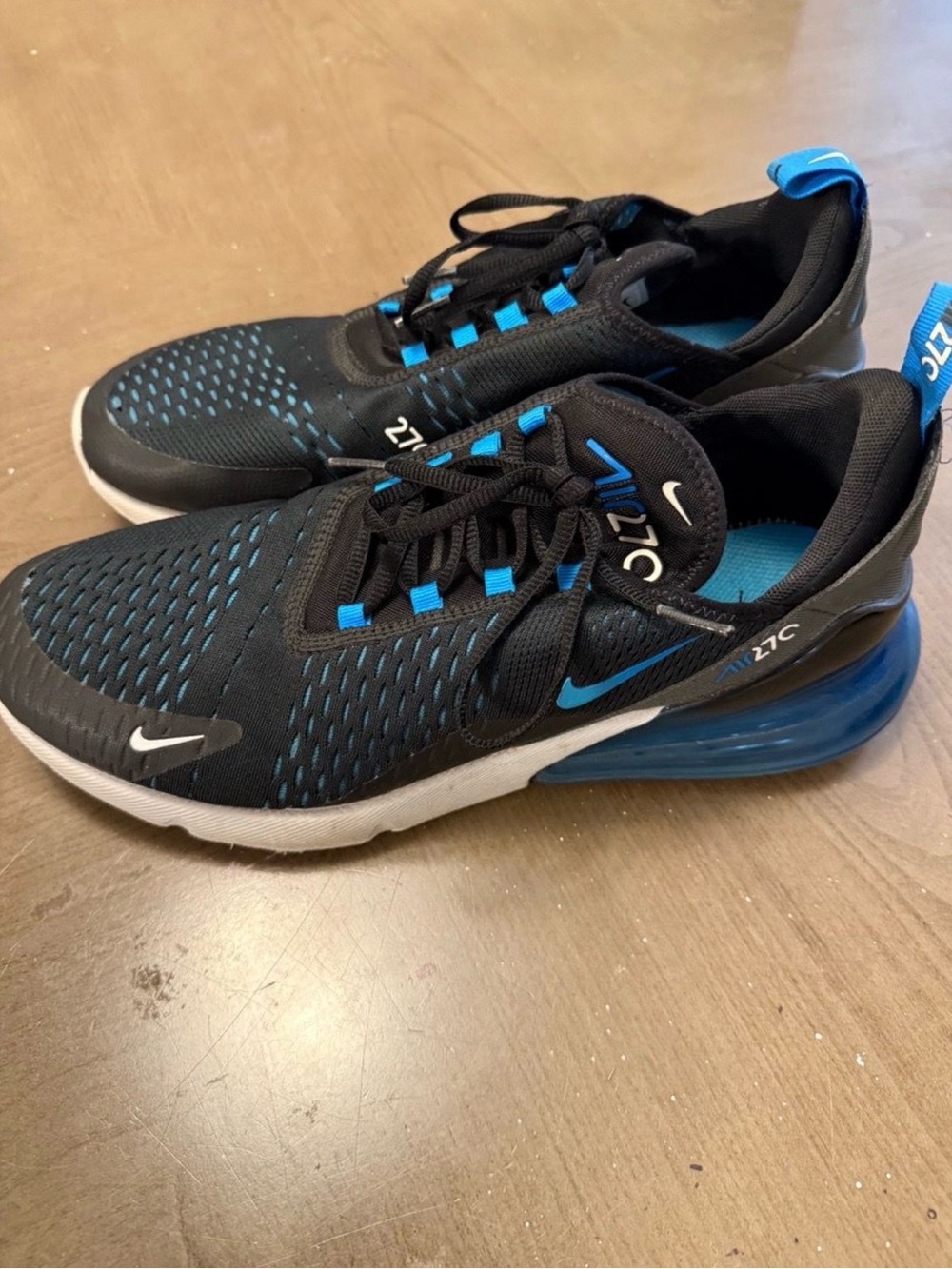 Nike Air Max 270 Black with Blue Accents Men's Sneakers